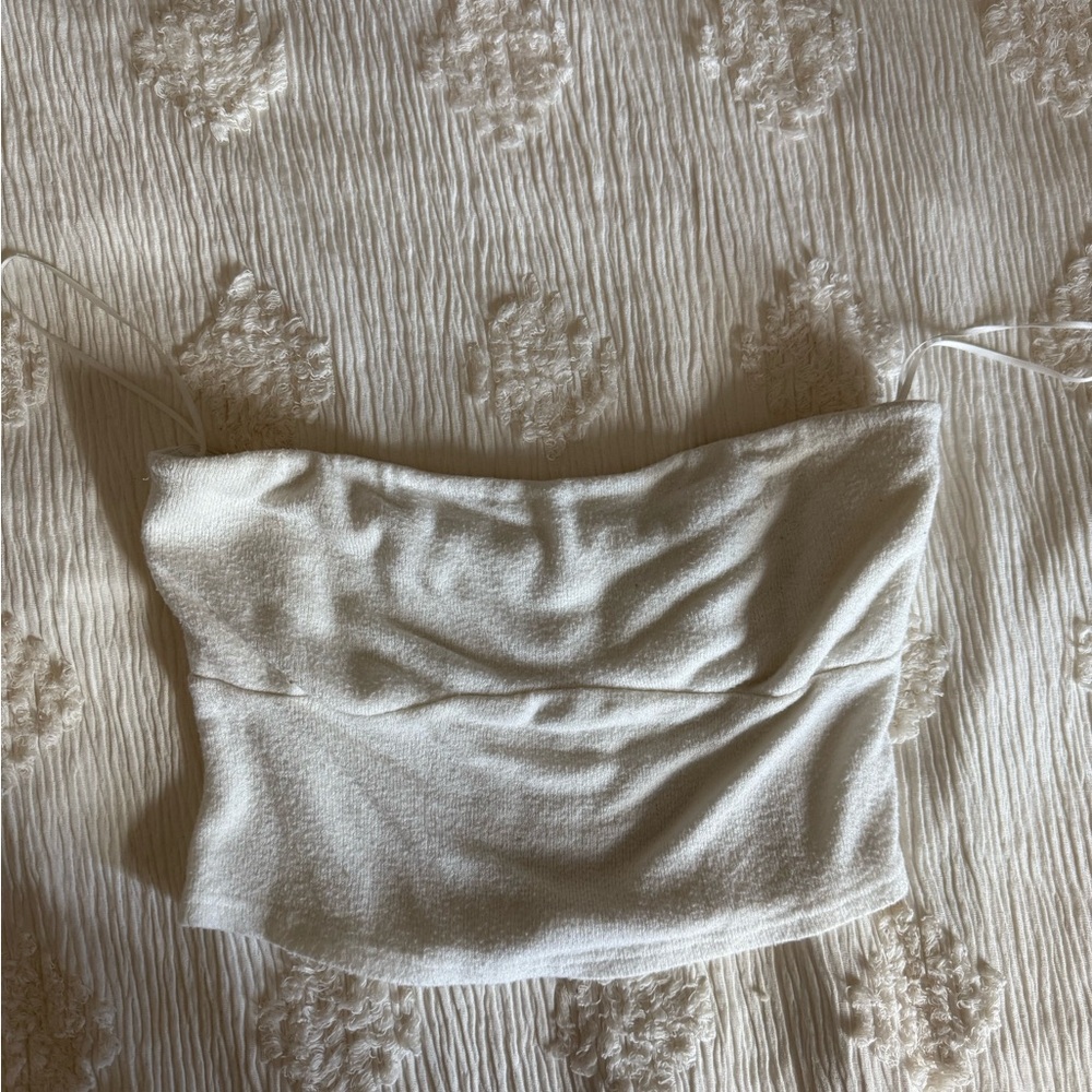 White Felt Strapless Tube Top, women’s size M